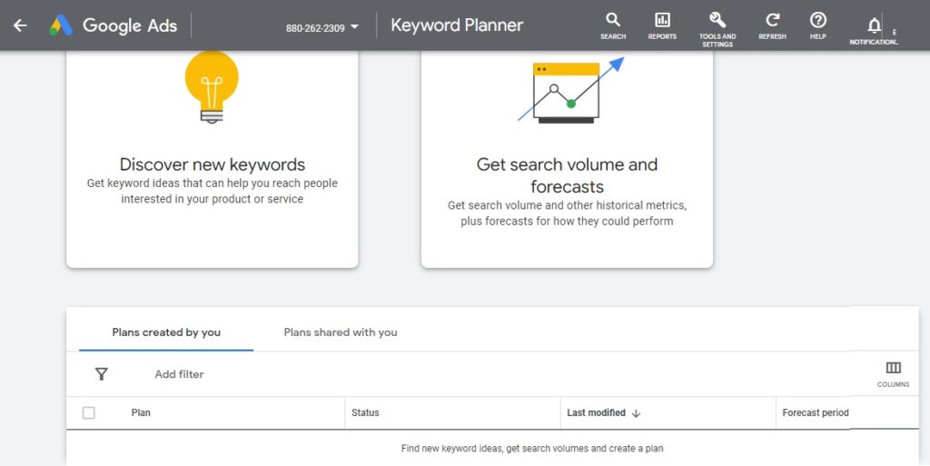 Keyword research using Google Keyword Planner